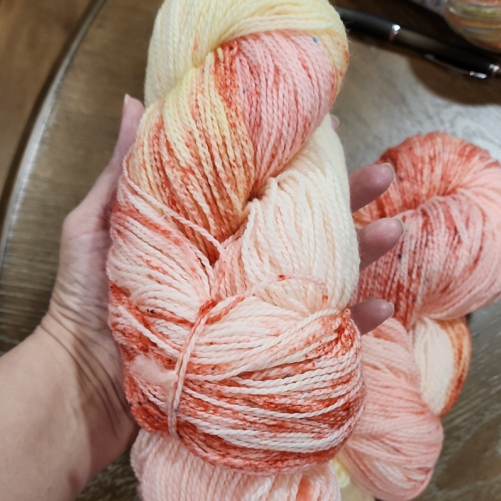 Hand-Dyed Pink and Cream Yarn - Picture 5 of 6